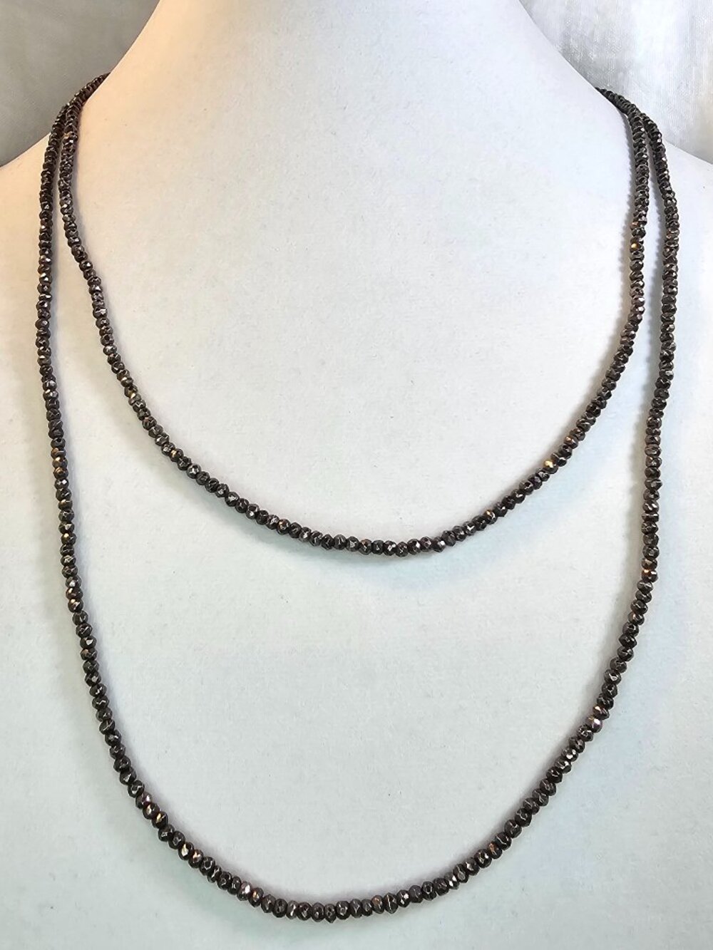 Robindira Unsworth 52” Faceted Pyrite Layering Wrap Necklace Vermeil Gold Silver